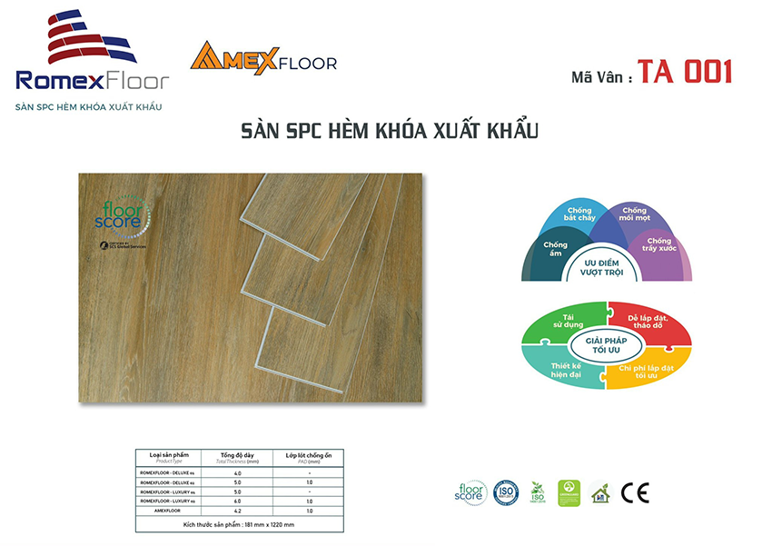 Sàn nhựa hèm khóa Romex Floor TA001