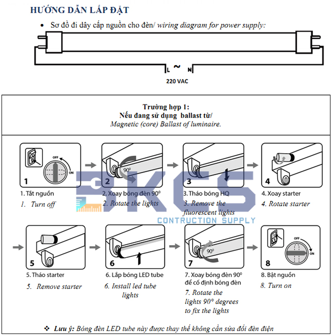 Hướng dẫn lắp đặt đèn Led Tuýp