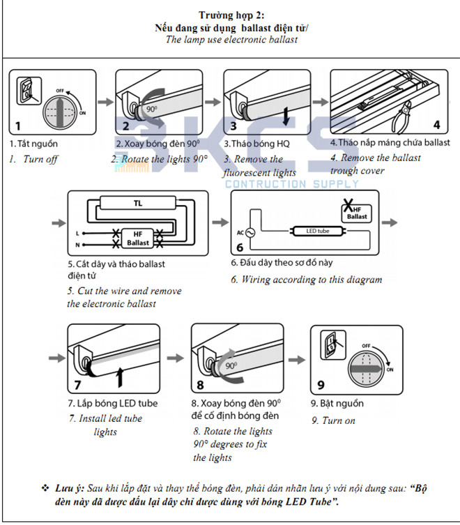 Hướng dẫn lắp đặt đèn Led Tuýp Tube
