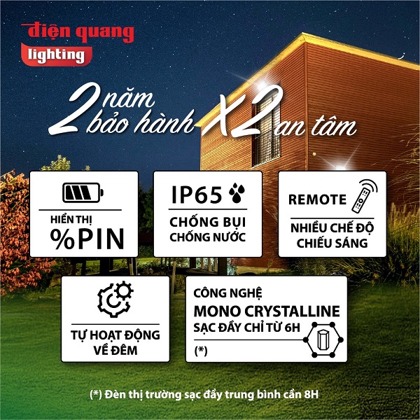 Đèn pha năng lượng mặt trời 200W chống chói Điện Quang