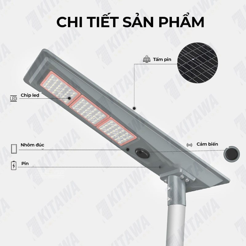 Đèn Năng Lượng Mặt Trời Liền Thể 200W Kitawa LT13200 - cấu tạo