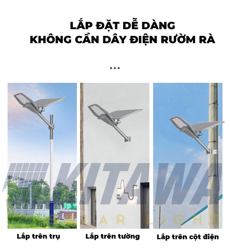 Đèn Năng Lượng Mặt Trời Phi Thuyền 300W Kitawa PT1300 - lắp đặt