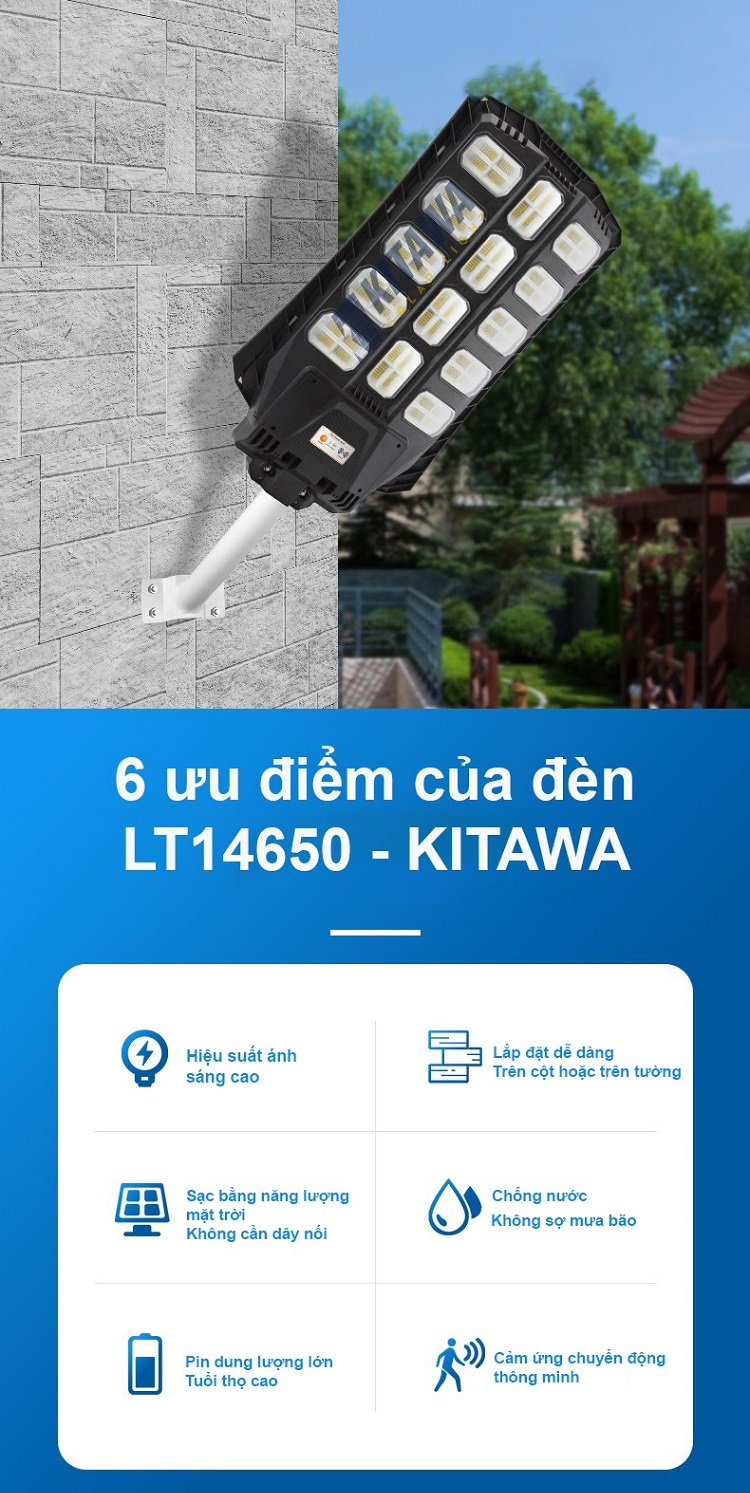 Đèn Năng Lượng Mặt Trời Liền Thể 650W Kitawa LT14650 ưu điểm