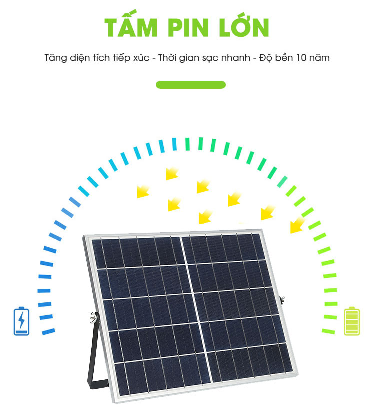 Đèn pha năng lượng mặt trời 60W TUVACO - tấm pin lớn