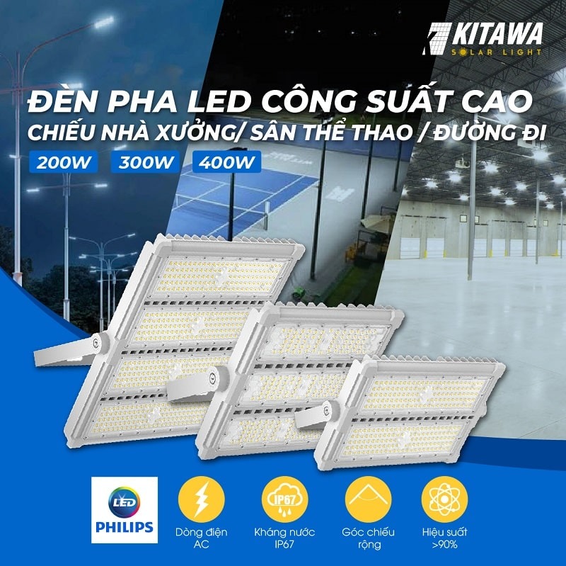 Đèn Pha LED 200W AC.DP05.200 Kitawa Chip Philips