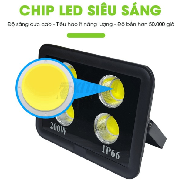 Đèn pha led 200W AC.DP01.200 Kitawa (Led COB 4 mắt) chip cob