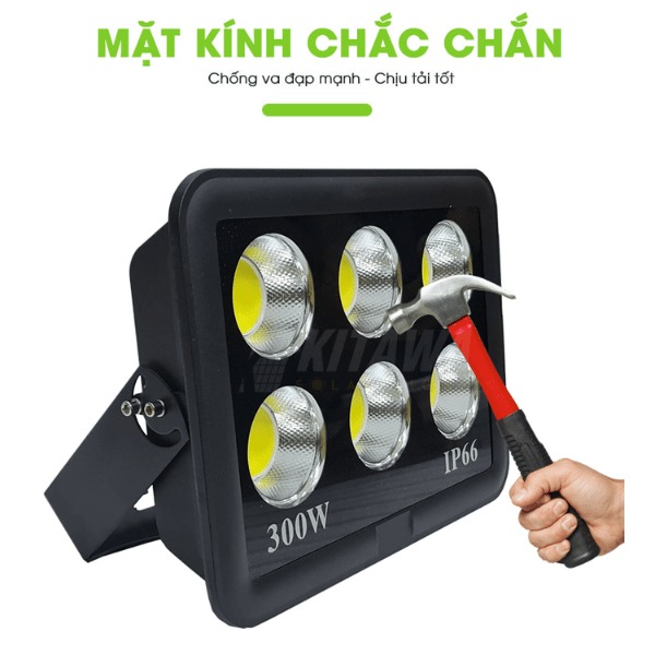 Đèn pha led 300W AC.DP01.300 Kitawa (Led COB 6 mắt) Kính cường lực