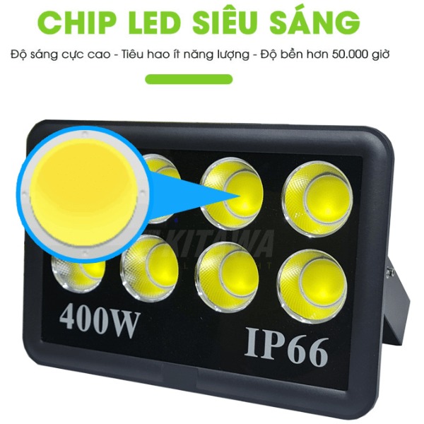 đèn pha led 400W AC.DP01.400 Kitawa (Led COB 8 mắt) CHIP COB