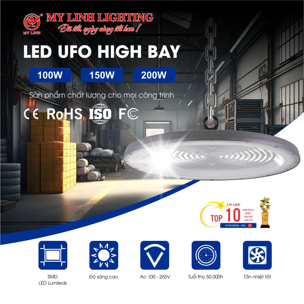 Đèn Led HighBay 200W ML-UHB200 Mỹ Linh Lighting