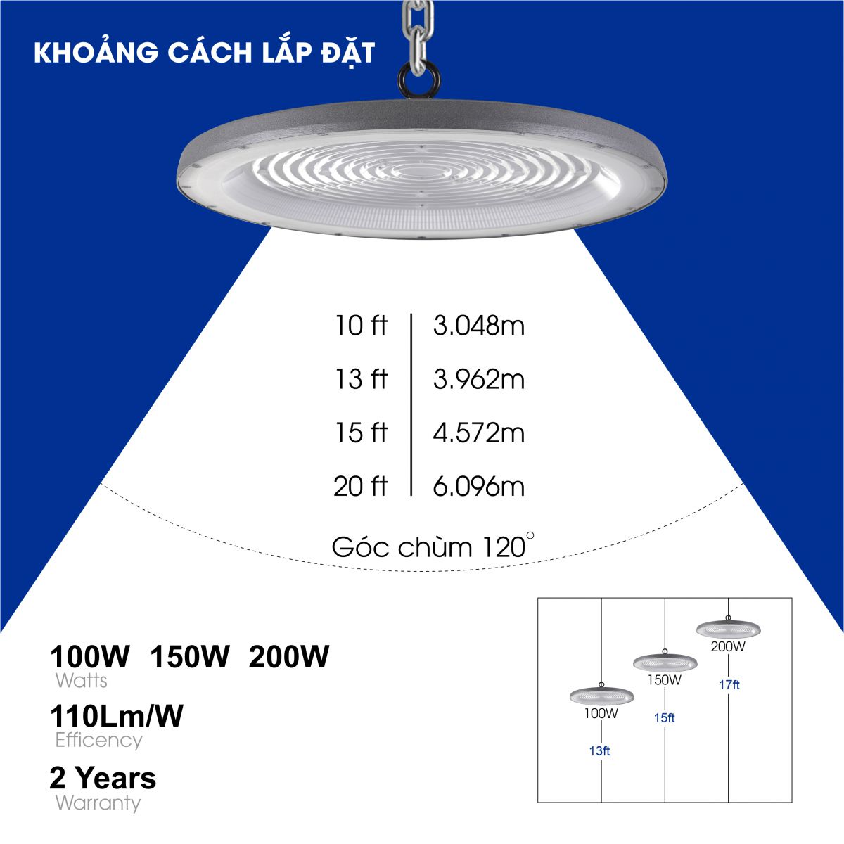 Đèn Led HighBay 150W ML-UHB150 Mỹ Linh Lighting - 6