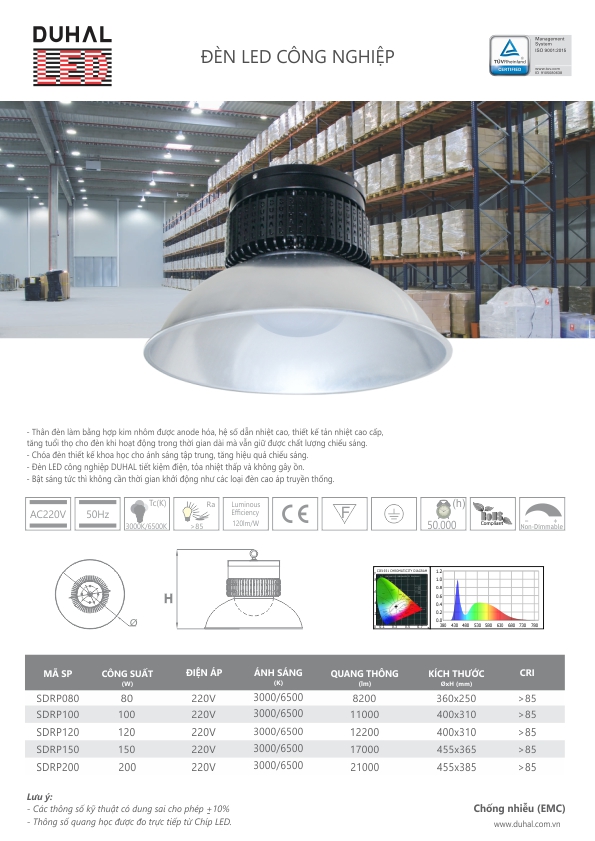 Đèn led công nghiệp Highbay 120W (SDRP120 EMC) Duhal