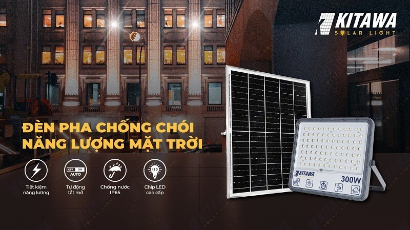 đèn pha chống chói 300W DP15.300 Kitawa năng lượng mặt trời