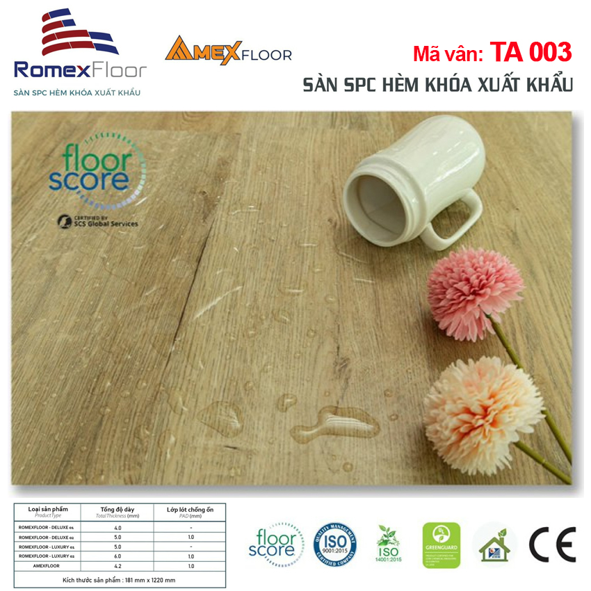 Sàn nhựa hèm khóa Romex Floor TA003