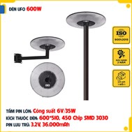 Đèn UFO Năng Lượng Mặt Trời 600W Kitawa UF1600 Hình Đĩa bay Kim Cương