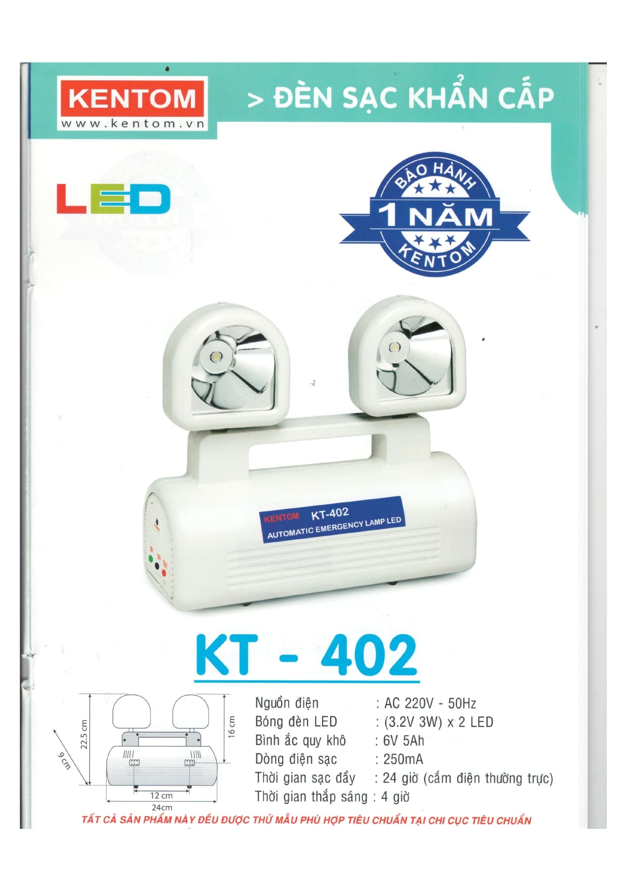 Đèn Chiếu Sáng Sự Cố Emergency KT-402 Kentom