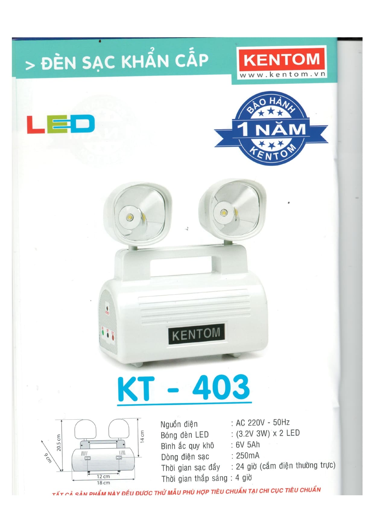 Đèn Dự Phòng Khi Cúp Điện KT-403 Kentom